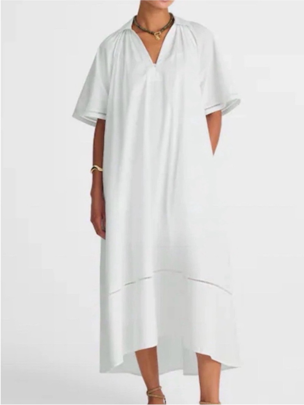 MADEWELL Women’s Poplin Split-Neck Midi Shirtdress White | M | $148 - Picture 5 of 5